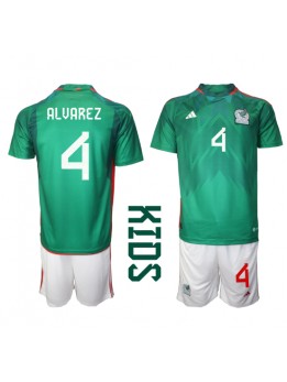 Billige Mexico Edson Alvarez #4 Hjemmedraktsett Barn VM 2022 Kortermet (+ Korte bukser)